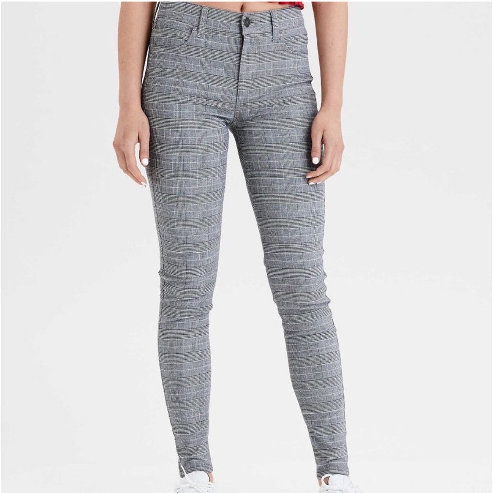 NWT American Eagle Super Stretch High Rise Jegging Plaid Pants Womens 4 Regular